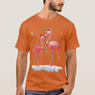 Flamingo Weihnachtsbaum Weihnachtsmannmütze Xmas L T-Shirt