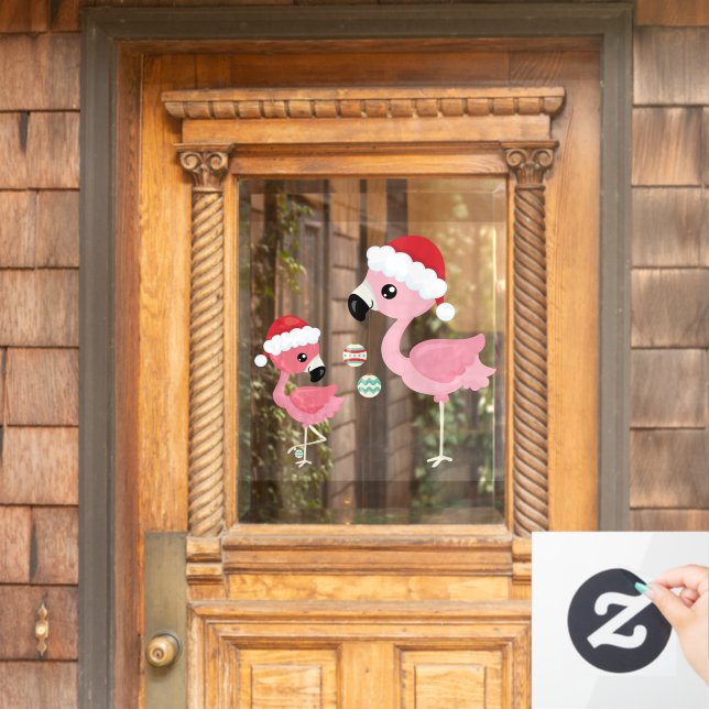 Flamingo Weihnachtsbaumdekoration Lichter Fensteraufkleber (Haustür)