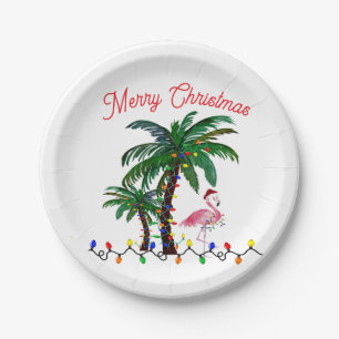 Flamingo-Weihnachtsfeier-Teller Pappteller
