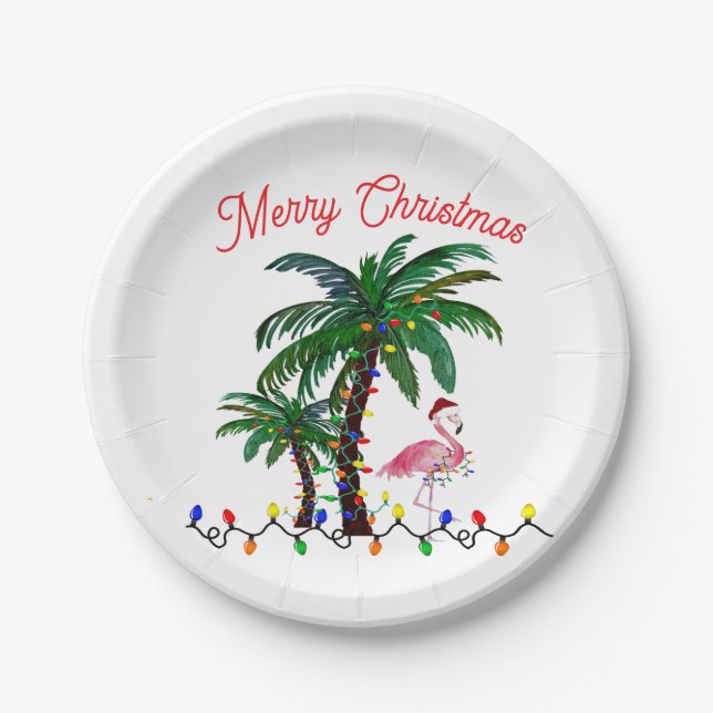 Flamingo-Weihnachtsfeier-Teller Pappteller (Vorderseite)