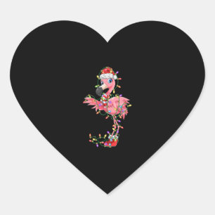 Flamingo Weihnachtsgeschenk Xmas Lights Santa Pink Herz-Aufkleber