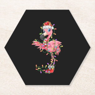 Flamingo Weihnachtsgeschenk Xmas Lights Santa Pink Untersetzer