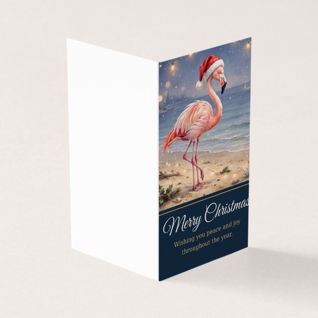 Flamingo-Weihnachtskarte - Frohe Weihnachtsgrüße (Vorderseite)