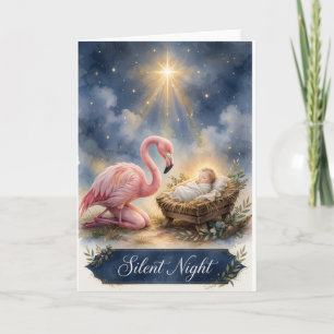 Flamingo-Weihnachtskarte - Stille Nacht Karte