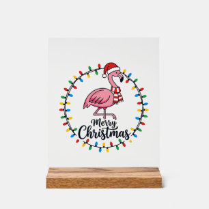 Flamingo Weihnachtslichter Urlaub Acrylschild