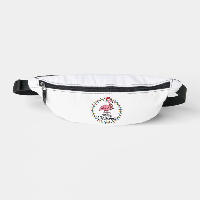 Flamingo Weihnachtslichter Urlaub Bauchtasche (Vorderseite)