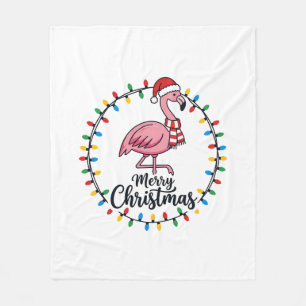 Flamingo Weihnachtslichter Urlaub Fleecedecke
