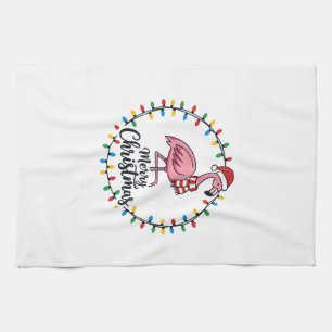 Flamingo Weihnachtslichter Urlaub Geschirrtuch