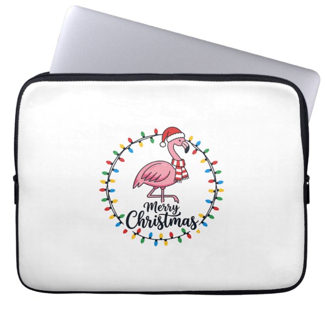 Flamingo Weihnachtslichter Urlaub Laptopschutzhülle (Vorderseite)