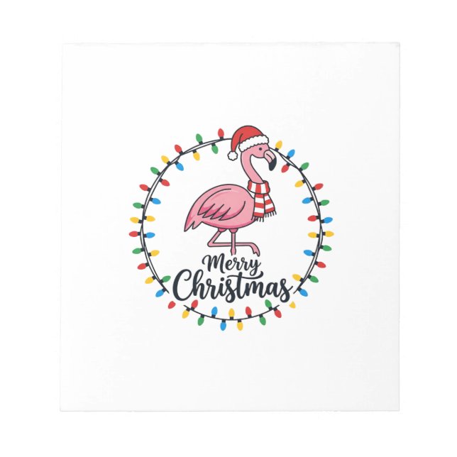 Flamingo Weihnachtslichter Urlaub Notizblock (Vorderseite)