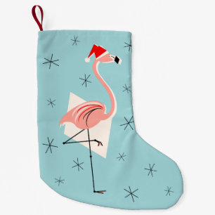 Flamingo Weihnachtsmann Blaue Strumpf Kleiner Weihnachtsstrumpf