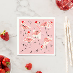 Flamingo Weihnachtsmänner Rosa Papier Serviette