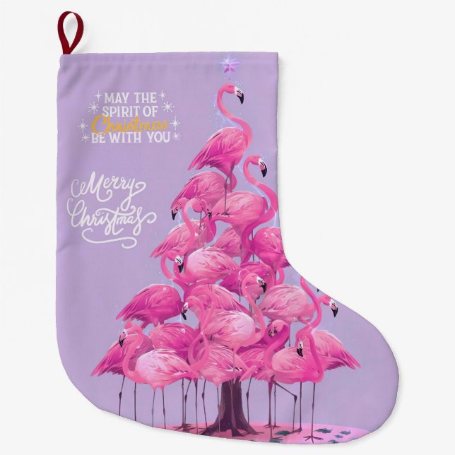 Flamingo-Weihnachtsstrümpfe Großer Weihnachtsstrumpf (Vorderseite)