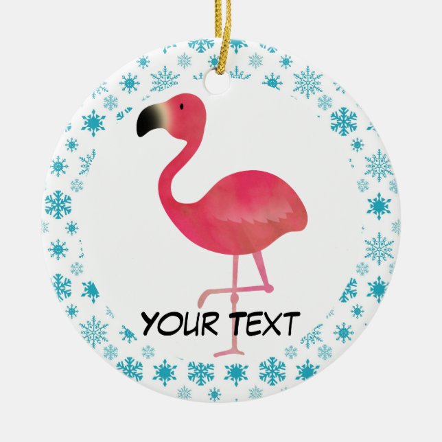 Flamingo-Weihnachtsverzierungs-Geschenk Keramikornament (Vorne)