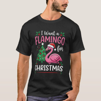 Flamingo Weihnachtswunsch Tropisches Ferien T-Shirt
