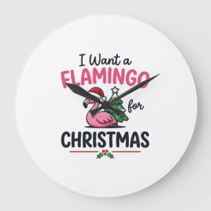 Flamingo Weihnachtszitat Vektor Große Wanduhr
