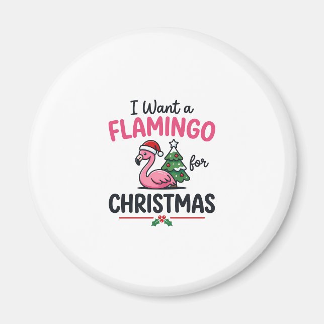Flamingo Weihnachtszitat Vektor Magnet (Vorne)