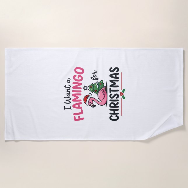 Flamingo Weihnachtszitat Vektor Strandtuch (Vorderseite)