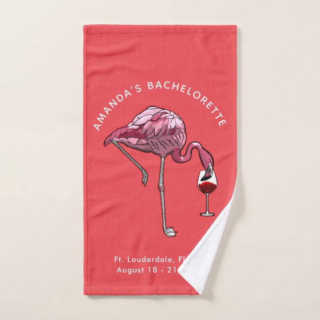 Flamingo Wine Drinker Junggeselinnen-Abschied Cust Handtuch (Handtuch)