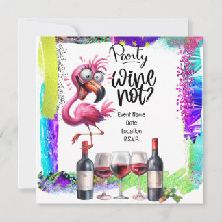 Flamingo Wine Lover Geburtstagsparty Einladung