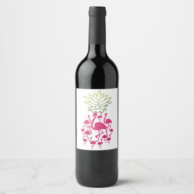 Flamingo Wine Sticker Funny Novelty Gift Weinetikett (Vorderseite)