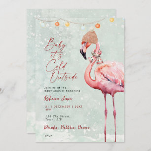 Flamingo Winter Baby Dusche Einladung