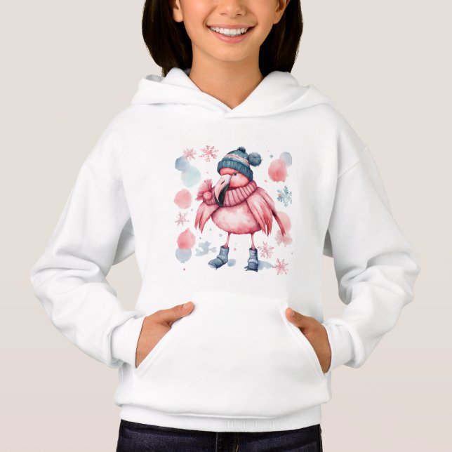 Flamingo Winterpulli Hoodie (Vorderseite)