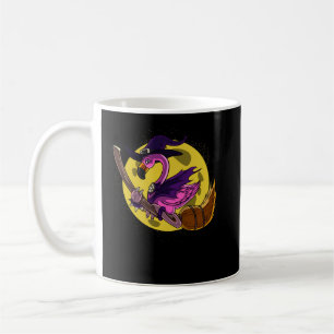 Flamingo Witch Riding Broom Magisches Halloween Kaffeetasse