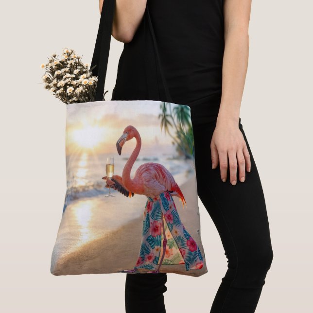 Flamingo With Champagne On a Beach (Von Nahem)