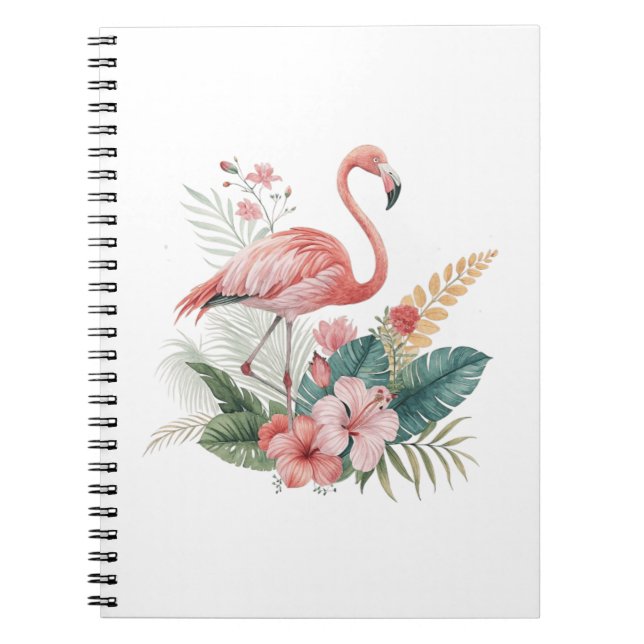 Flamingo With Flowers Notizblock (Vorderseite)