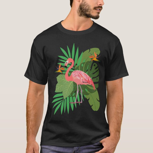 Flamingo with leaves T-Shirt (Vorderseite)