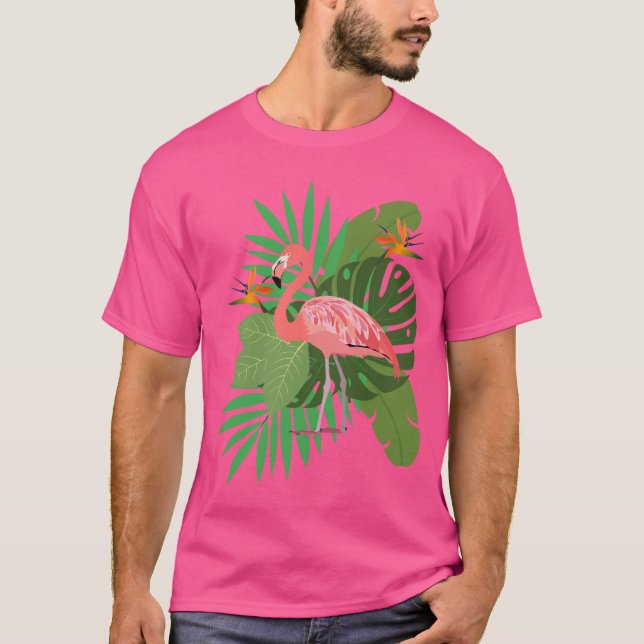 Flamingo with leaves T-Shirt (Vorderseite)