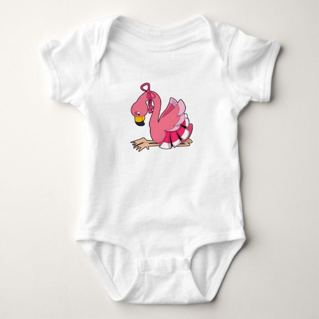 Flamingo with Ribbon Baby Strampler (Vorderseite)