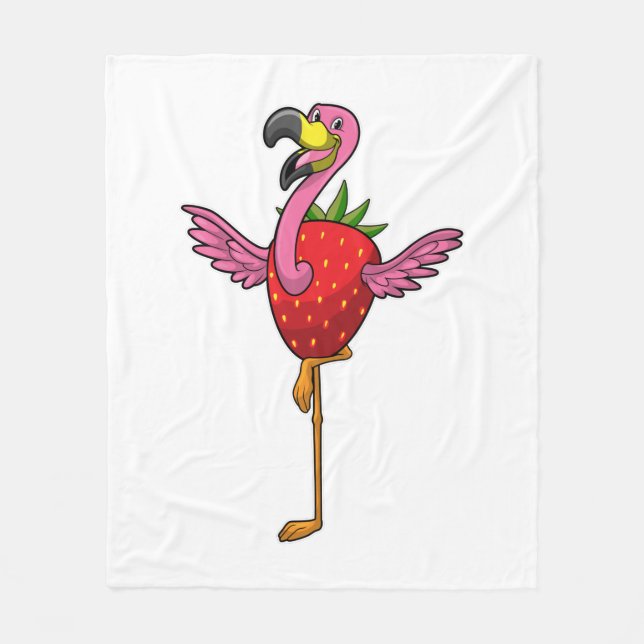 Flamingo with Strawberry Fleecedecke (Vorderseite)