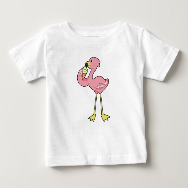 Flamingo with Waffle ice cream Baby T-shirt (Vorderseite)