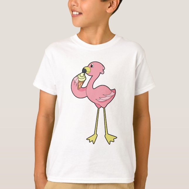 Flamingo with Waffle ice cream T-Shirt (Vorderseite)