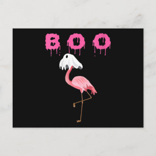 Flamingo   Womens Flamingo Boo Ghost Halloween Ankündigungspostkarte