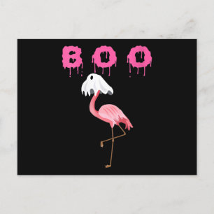 Flamingo   Womens Flamingo Boo Ghost Halloween Feiertagspostkarte