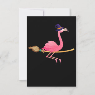 Flamingo Womens Funny Flamingo Witch Halloween RSVP Karte