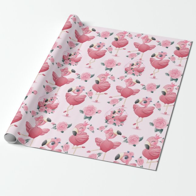 Flamingo Wrapping Paper Geschenkpapier (Ungerollt)