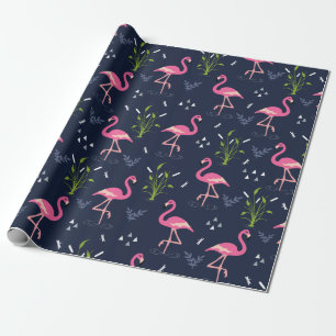 Flamingo Wrapping Paper - rosa Flamingos auf Marin Geschenkpapier