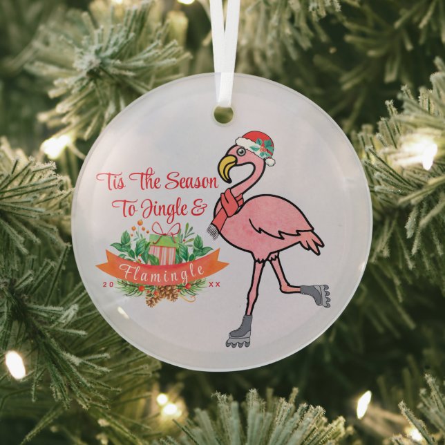 Flamingo Wreath Ornament - Tropisches Weihnachtsfe (InSitu)