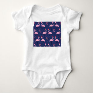 Flamingo Xmas Hat Candy Pattern Baby Strampler