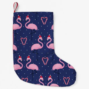 Flamingo Xmas Hat Candy Pattern Kleiner Weihnachtsstrumpf