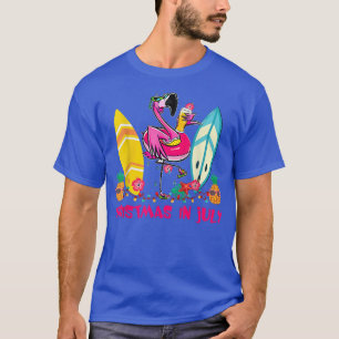 Flamingo Xmas Lights Sonnenbrille Surfing Beach Su T-Shirt