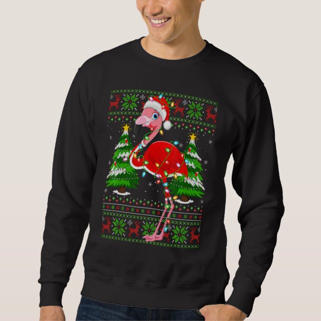 Flamingo  Xmas Lights Ugly Santa Flamingo Christma Sweatshirt (Vorderseite)