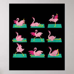 Flamingo Yoga Posen Meditation Workout Übung Poster