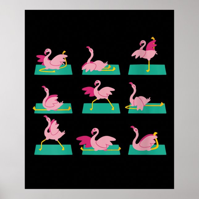 Flamingo Yoga Posen Meditation Workout Übung Poster (Vorne)