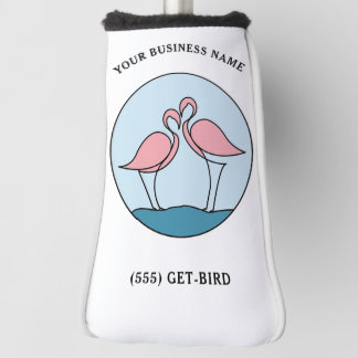 Flamingo Your Business Runde Logo-Kunst Foto Zitat Golf Headcover
