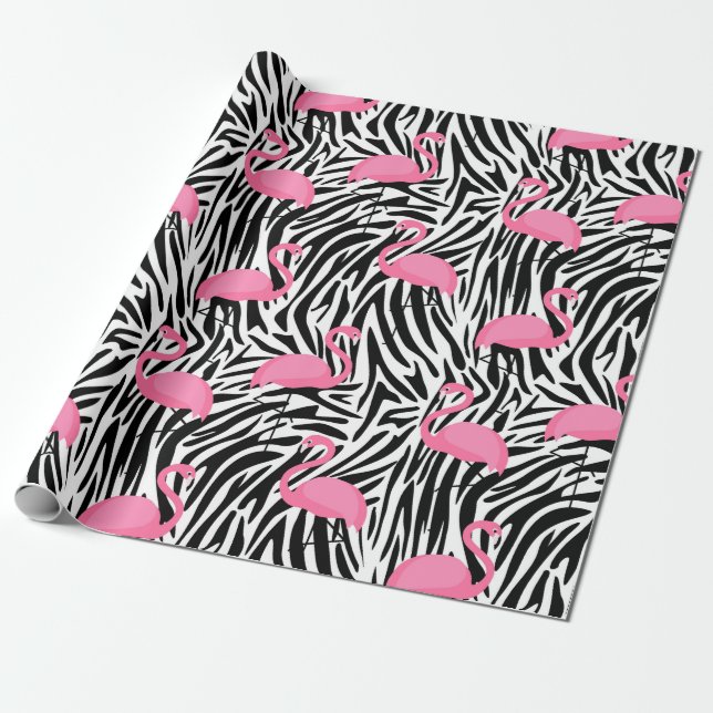 Flamingo Zebra Print Summer Geschenkpapier (Ungerollt)